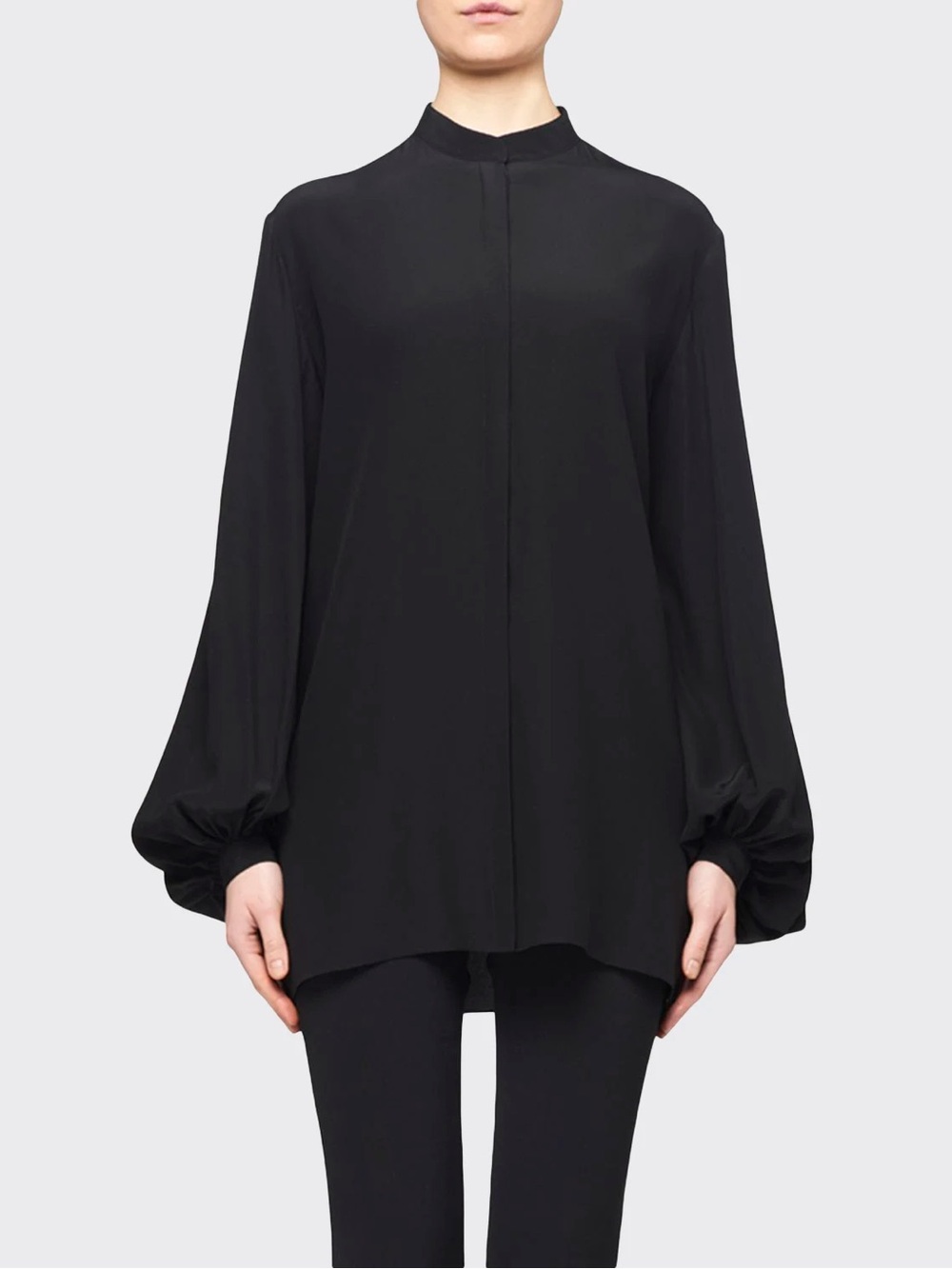The Row ‘Vara’ mock-neck poet sleeve blouse